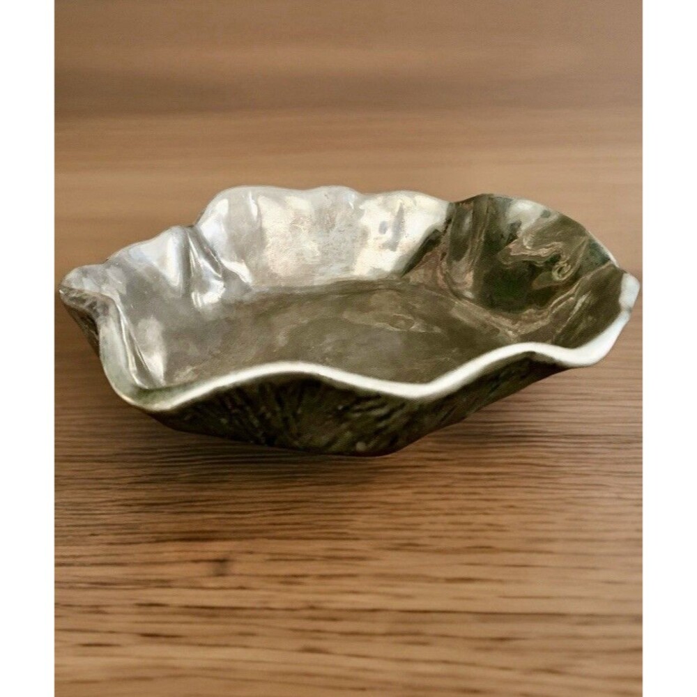 Vintage Wilton Armetale Reggae Zebra Metal Serving Bowl Textured Wavy